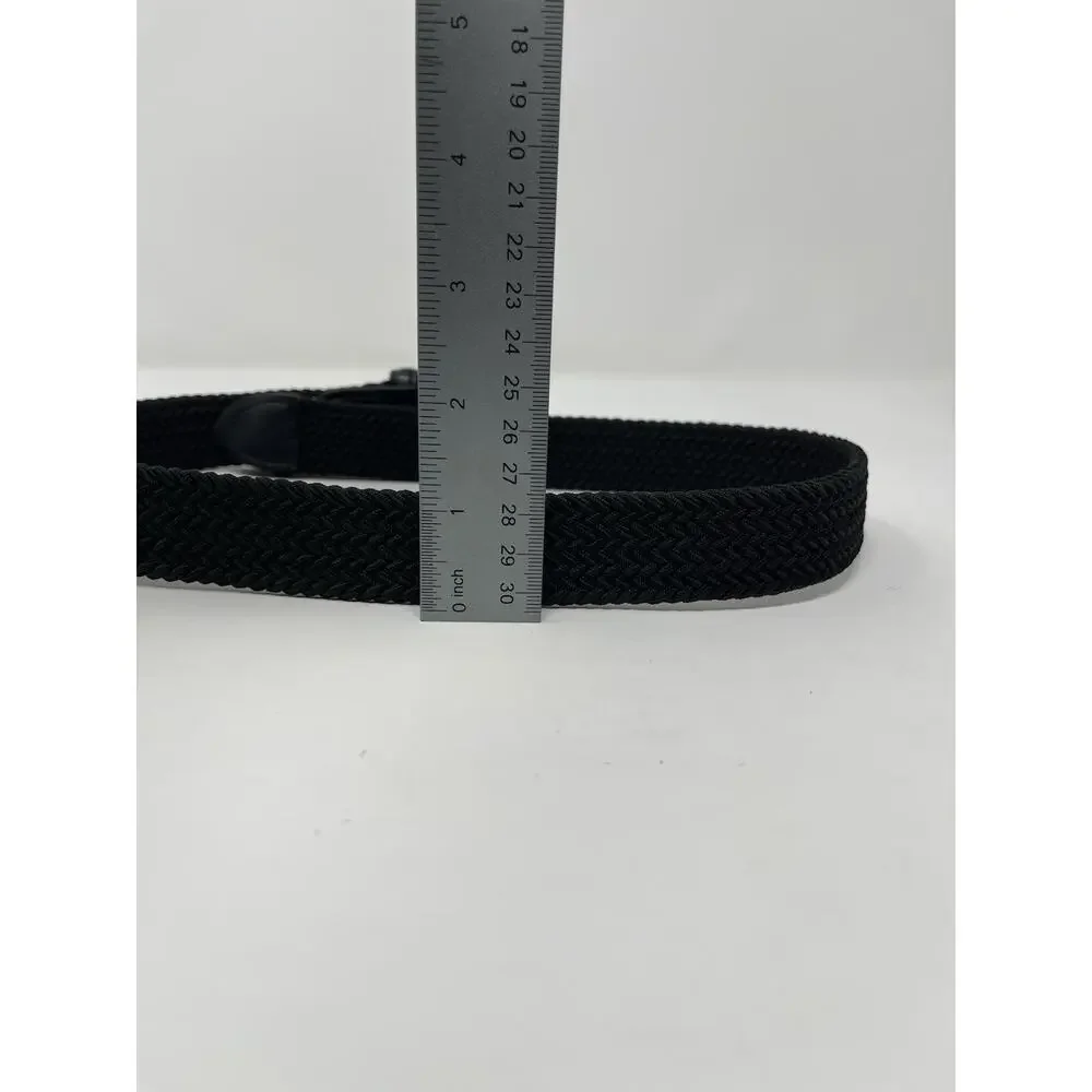 Black Braided Elastic Stretch Kids Belt with Silver Metal Buckel Medium 26-28
